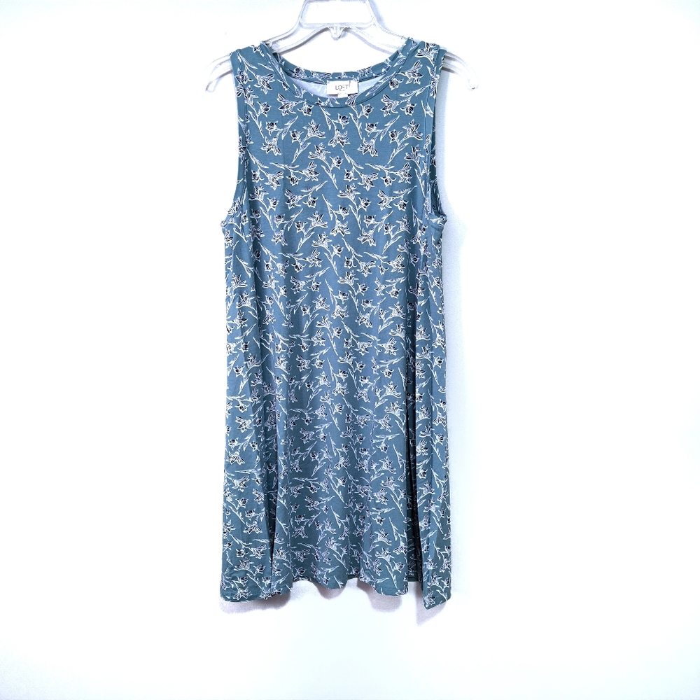 LOFT Floral Green White Sundress Size Large